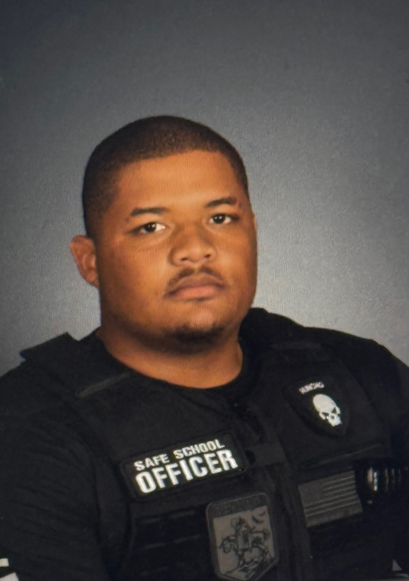 Cameron Vaughn in Safe School Officer uniform